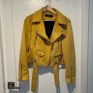 Zara Mustard Yellow Faux Suede Jacket